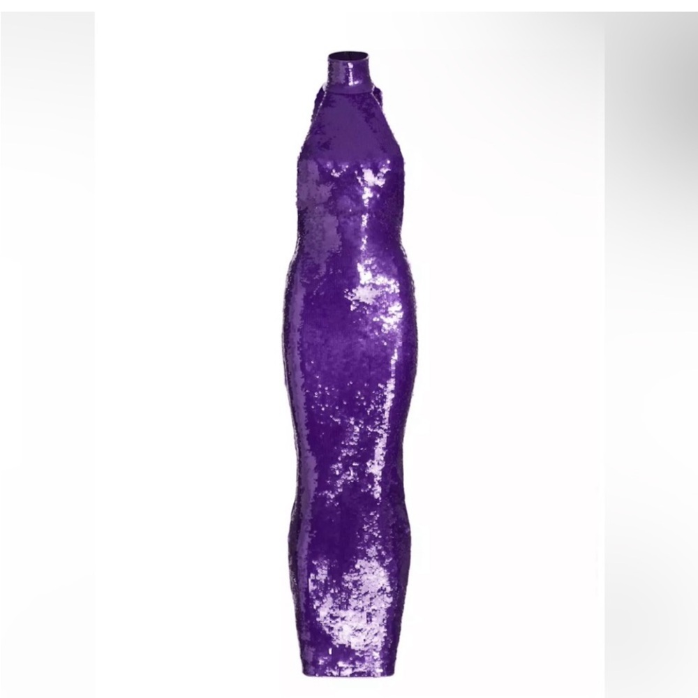 Laquan Smith Purple Sequin Gown